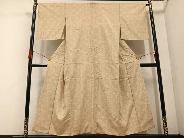 平和屋着物●結城紬 80亀甲 麻の葉文様 正絹 逸品 AABC2535ph