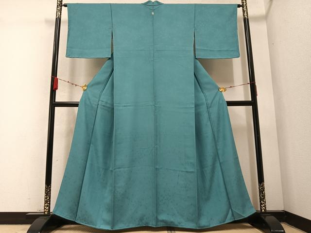 平和屋着物●上質な色無地 花地紋 浅葱色 正絹 逸品 AABC2541ph