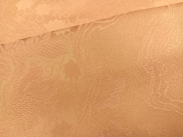 平和屋着物●上質な色無地 更紗地紋 洒落柿色 正絹 逸品 AABC2543ph