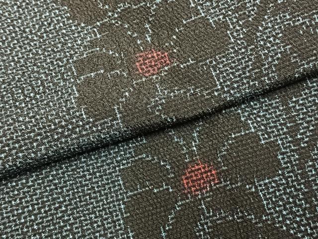 平和屋着物▽本塩沢 単衣 草花文 正絹 逸品 未使用 AABC0493fy