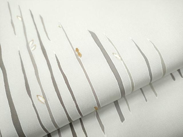 平和屋着物●塩瀬 九寸開き名古屋帯 枝葉文 銀彩 正絹 逸品 CAAY9932hy