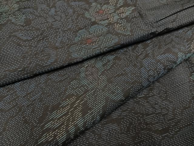 平和屋着物●本場大島紬 草花文 正絹 逸品 AABC3363ph