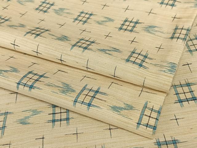平和屋着物●上質な紬 井桁絣 正絹 逸品 AABC0049zg