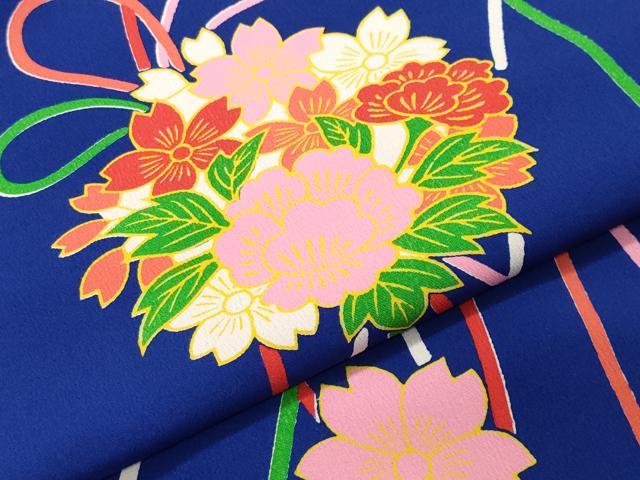 平和屋着物●小振袖 二尺袖 舞花文 洗える着物 CAAY8162gh