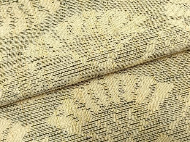 平和屋着物▽上質な紬 単衣 扇面文 正絹 逸品 AABC0548fy