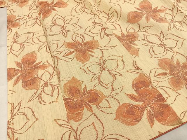 平和屋着物■上質な紬 型染め 舞花文 正絹 逸品 AABB9509mf