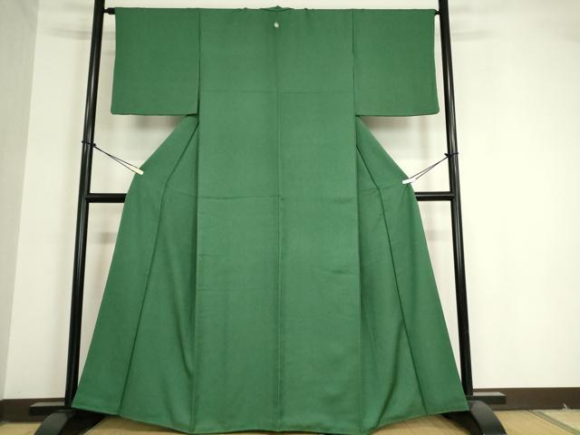 平和屋着物●上質な色無地 木賊色 正絹 逸品 DAAX3810az