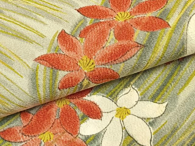 平和屋着物▽上質な小紋 単衣 草花文 正絹 逸品 AABC0595fy