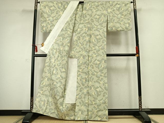平和屋着物▽本場大島紬 単衣 幾何学文様 正絹 逸品 AABC3743fy