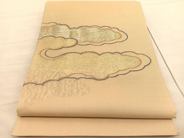 平和屋着物◎スリーシーズン 春夏秋 太鼓柄袋帯 瑞雲 金銀糸 正絹 逸品 BAAV5387hv