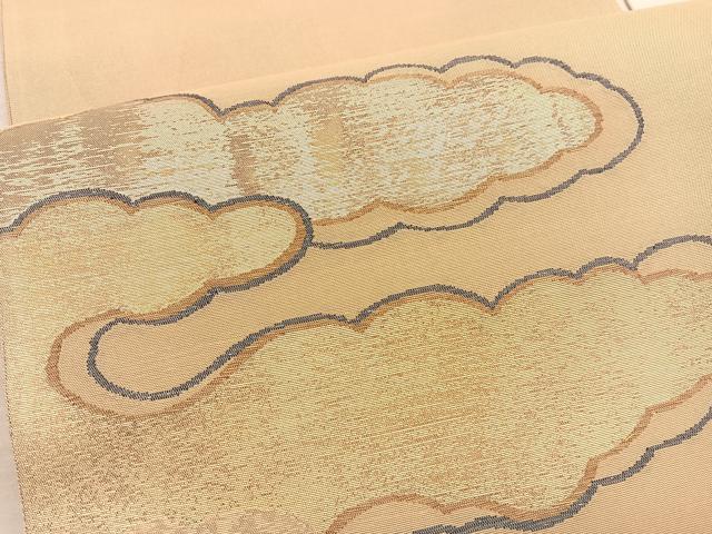 平和屋着物◎スリーシーズン 春夏秋 太鼓柄袋帯 瑞雲 金銀糸 正絹 逸品 BAAV5387hv
