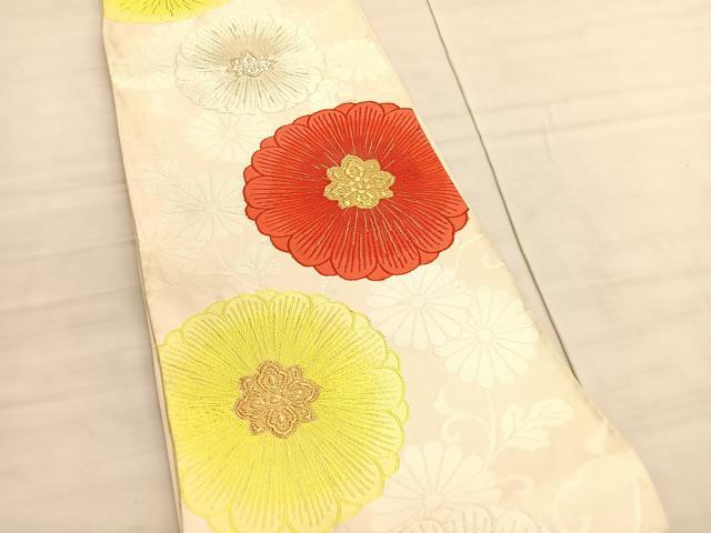 平和屋着物◎六通柄袋帯 唐織 花唐草文 金銀糸 正絹 逸品 BAAV5799hv