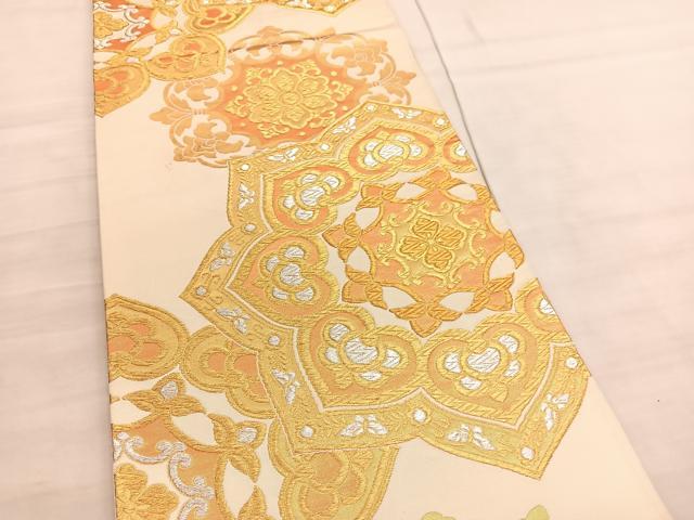 平和屋着物◎六通柄袋帯 飾花文 金銀糸 正絹 逸品 BAAV5624hv