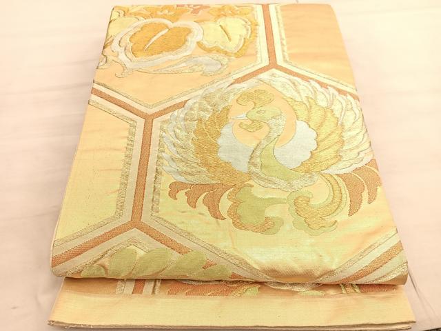 平和屋着物◎六通柄袋帯 鳳凰亀甲桐文 金糸 正絹 逸品 BAAV5644hv