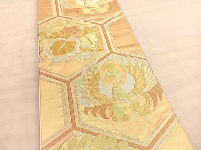 平和屋着物◎六通柄袋帯 鳳凰亀甲桐文 金糸 正絹 逸品 BAAV5644hv