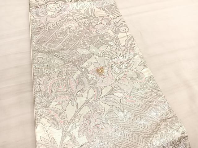 平和屋着物◎六通柄袋帯 唐織 シンハサン更紗花文 プラチナ箔 正絹 逸品 BAAV5714hv
