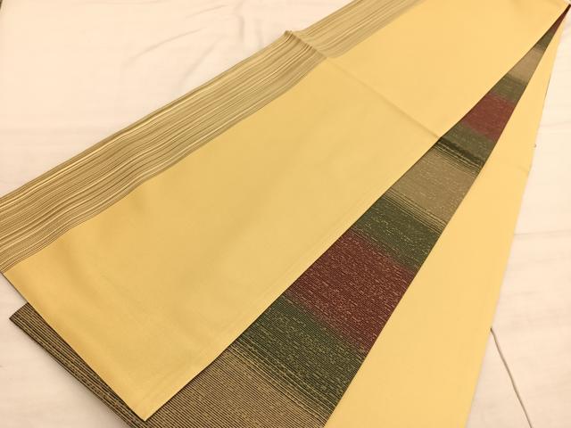 平和屋着物●両面 全通柄袋帯 横段文 金糸 正絹 逸品 BAAV5924hv