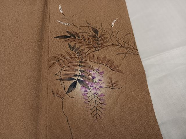 平和屋着物●二代目清次郎 手描き 色無地 丁字染色 正絹 逸品 AABC4457ph