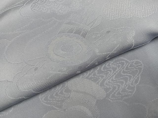 平和屋着物●上質な色無地 雲重ね鼓地紋 桔梗鼠色 正絹 逸品 AABC4466ph