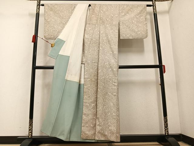 平和屋着物●本場大島紬 白大島 一元7マルキ 花唐草文 正絹 逸品 AABC6812ph