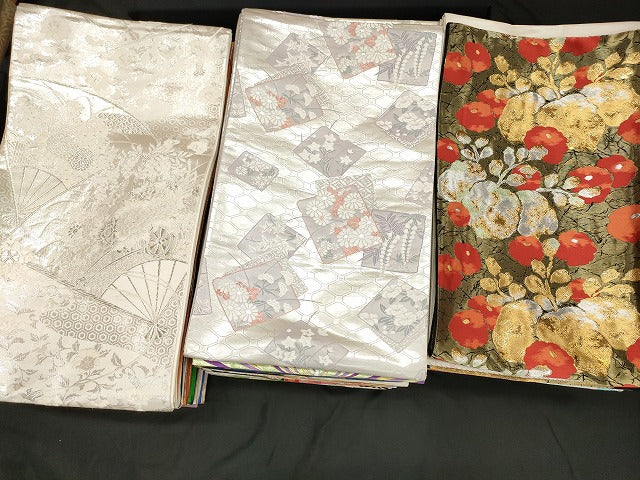 平和屋本店■袋帯 西陣 まとめて100点 鶴 蝶 更紗 花柄 宝相華 佐賀錦 金銀糸 など 着用可能多数 未使用品あり 全て正絹 se3761