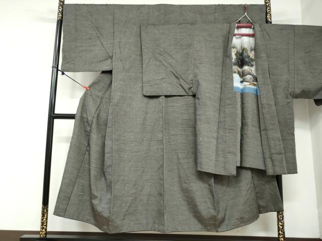 平和屋着物●男性 紬 アンサンブル 長羽織 160亀甲 正絹 逸品 DAAY5425ud