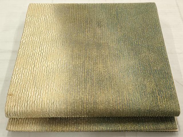 平和屋着物▼六通柄袋帯 霞文 金通し地 正絹 逸品 AABC6292wj