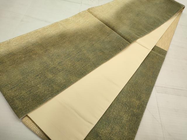 平和屋着物▼六通柄袋帯 霞文 金通し地 正絹 逸品 AABC6292wj