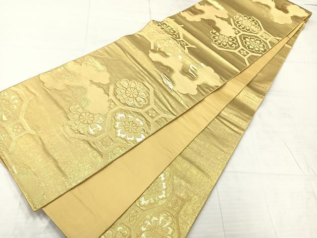 平和屋着物◎六通柄袋帯 蜀江花文 金糸 正絹 逸品 AABC5904uk