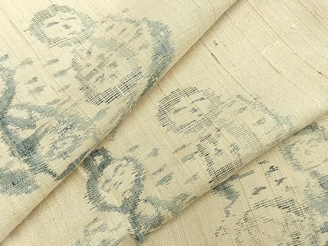 平和屋着物▽生紬 単衣 こけし 正絹 逸品 AABC3815fy