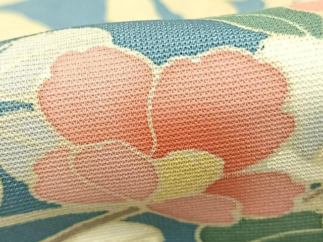 平和屋着物▽訪問着 単衣 草花文 正絹 逸品 AABC3786fy
