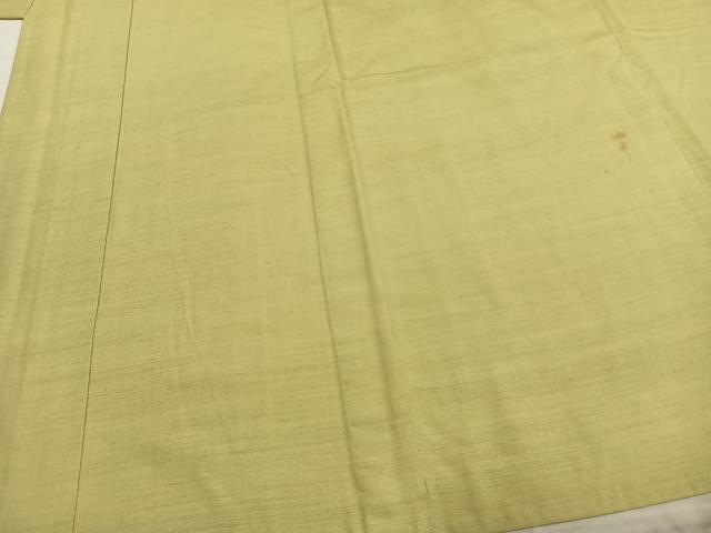 平和屋着物▽男性 紬 単衣 色無地 枯草色 三越扱い キングサイズ 正絹 逸品 AABC3787fy