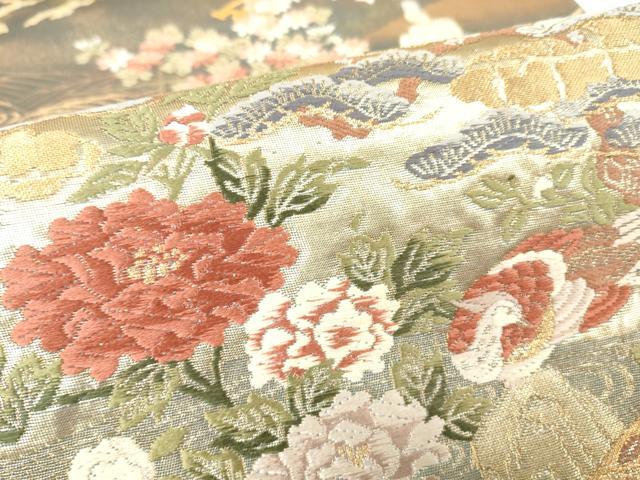 平和屋着物▼六通柄袋帯 宮中絵巻文 金糸 正絹 逸品 DAAX3988az