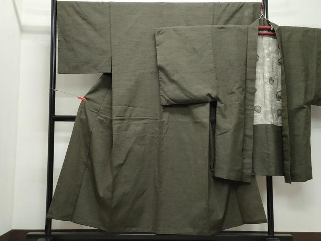 平和屋着物●男性 紬 アンサンブル 涅色 正絹 逸品 CAAZ8081vf