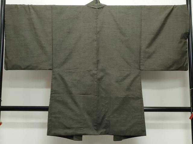 平和屋着物●男性 紬 アンサンブル 涅色 正絹 逸品 CAAZ8081vf