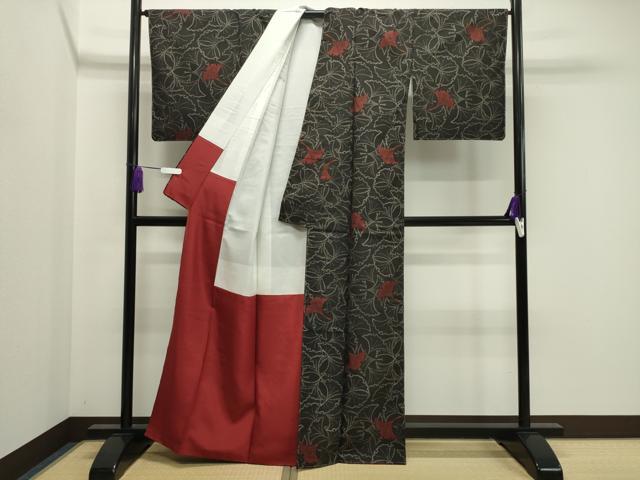 平和屋着物●本場大島紬 7マルキ 舞葉文 正絹 逸品 未使用 CAAY8370gh