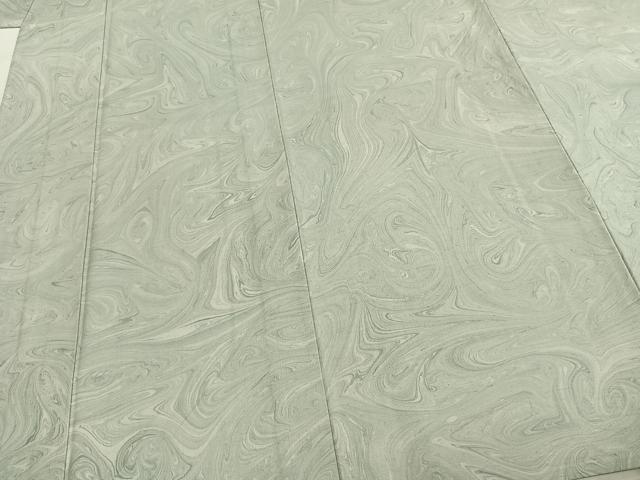平和屋着物▽上質な小紋 単衣 作家物 紬地 墨流し文様 正絹 逸品 AABC3981fy