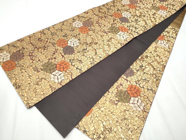 平和屋着物●西陣の名門 加納幸謹製 六通柄袋帯 草花文 金糸 正絹 逸品 CAAZ4328hy