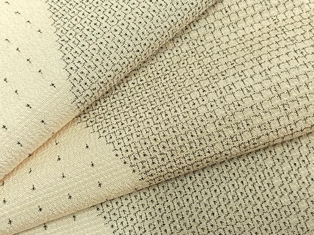 平和屋着物▽塩沢絣 単衣 110亀甲 幾何学文様 証紙付き 正絹 逸品 未使用 AABC4050fy