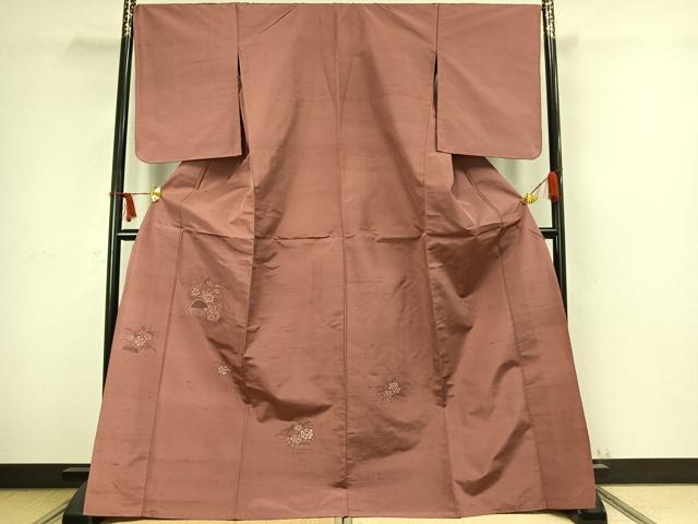 平和屋着物▽京の名門・菱屋六右ェ門 紬 訪問着 単衣 草花文 正絹 逸品 未使用 AABC4071fy