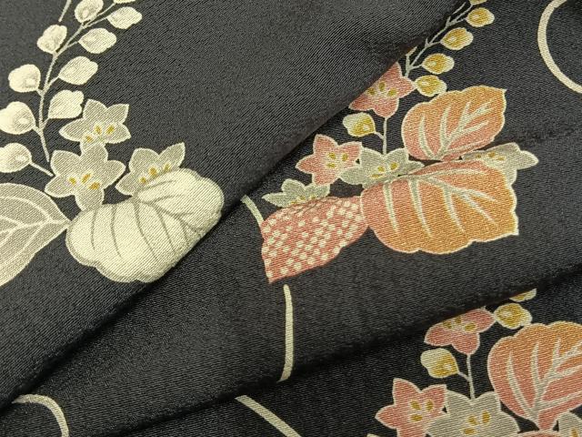平和屋着物▽上質な小紋 単衣 花唐草文 正絹 逸品 未使用 AABC4057fy