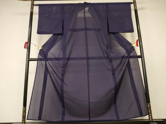 平和屋着物*夏物 色無地 絽 黒紅色 洗える着物 AABC9421jd