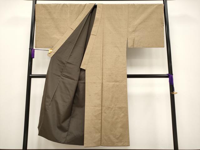 平和屋本店■極上 男性 石川県指定無形文化財 牛首紬 キングサイズ 白山工房 手織り 色無地 香染色地 証紙付き 逸品 CYAA3691s5