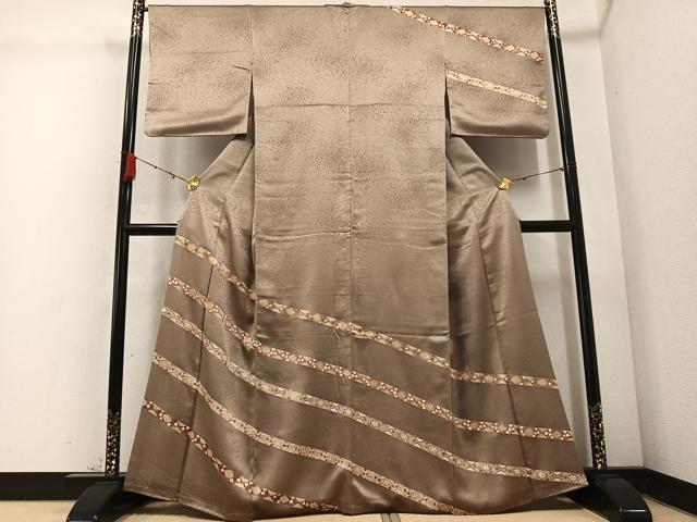 平和屋着物●訪問着 駒刺繍 花唐草文 金彩 正絹 逸品 AABC9779ph