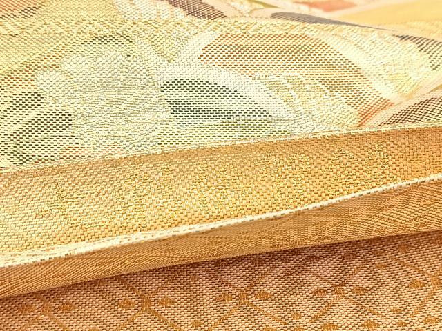 平和屋着物◎七彩佐賀錦 六通柄袋帯 菊青海波 金銀糸 正絹 逸品 BAAV4898yc