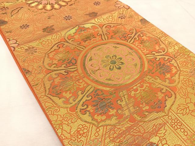 平和屋着物◎六通柄袋帯 正倉院更紗 金糸 正絹 逸品 BAAV4919yc
