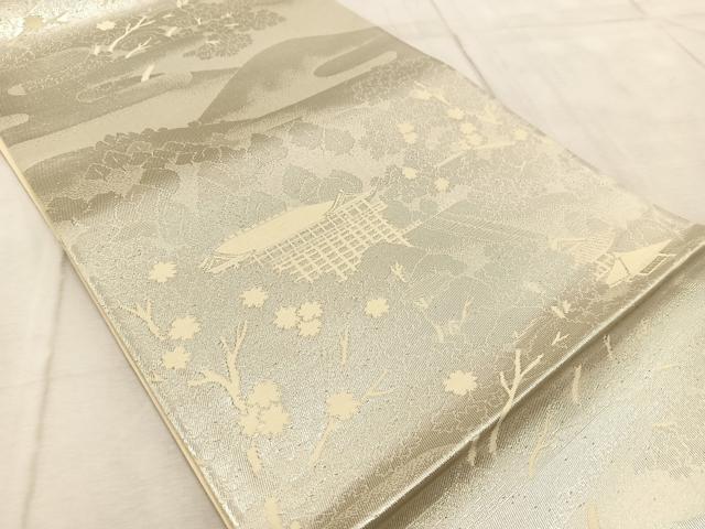平和屋着物◎六通柄袋帯 京洛百景 清水 銀糸 正絹 逸品 BAAV6412yc