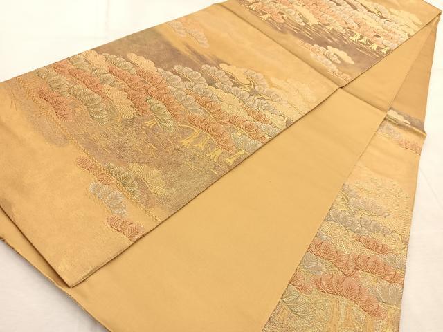 平和屋着物◎六通柄袋帯 雲取段寿松 金銀糸 引箔 正絹 逸品 BAAV6550yc