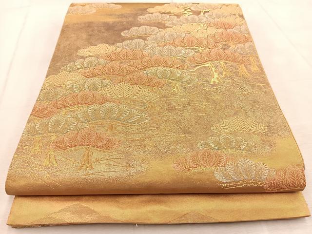 平和屋着物◎六通柄袋帯 雲取段寿松 金銀糸 引箔 正絹 逸品 BAAV6550yc