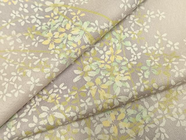 平和屋着物▽上質な小紋 単衣 草花文 暈し染め 正絹 逸品